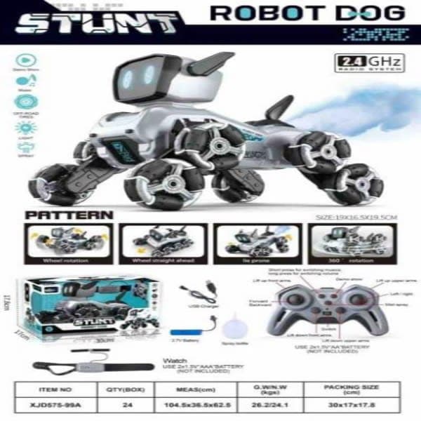 Rc lazer stunt robot dog with 8 wheel ,with hand sensor comtrol - Wholesale Toys India