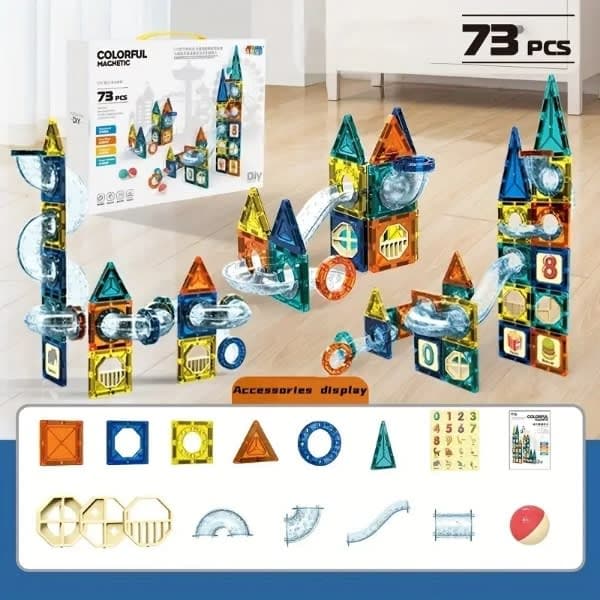 73 pc rolling magna tiles blocks  thumbnail