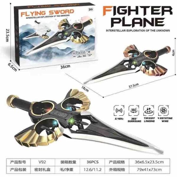 R/C FLYING SWORD FIGHTER PLANE FLIP FUNCTION & RECHARGEABLE - Wholesale Toys India