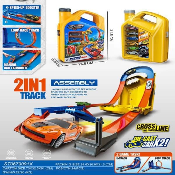 Street Convoy 2-in-1 Racing Track Set with 2 Die-Cast Cars – Loop Track – Multi-Function Toy for Kids 3+ Years - Wholesale Toys India