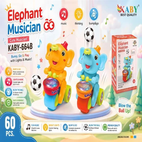 Musical & blow ball elephant  - Wholesale Toys India