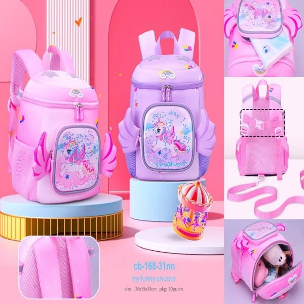 CB 168-31 NN BAG,3D Unicorn Design Large Capacity School Bags - Wholesale Toys India